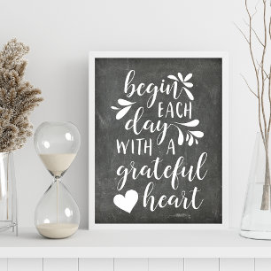 Grateful Heart   Grafiek met handschrift Poster