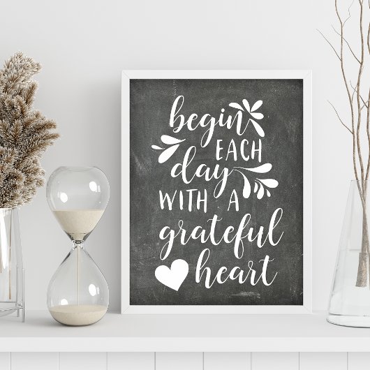 Grateful Heart | Grafiek met handschrift Poster