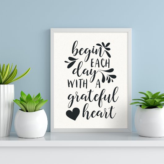Grateful Heart | Grafiek met handschrift Poster