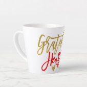 Grateful Heart Gratitude Quote Script Red Gold Latte Mok (Linkerhoek)