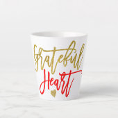 Grateful Heart Gratitude Quote Script Red Gold Latte Mok (Voorkant)