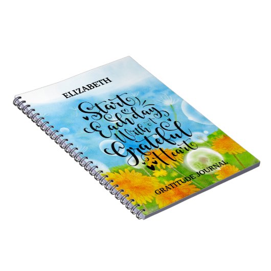 Grateful Heart Gratitude Script Quote Dandelions Notitieboek (Rechterzijde)