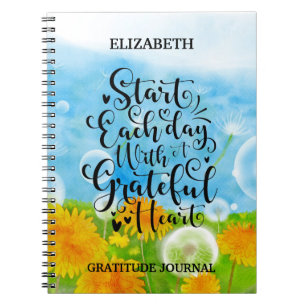 Grateful Heart Gratitude Script Quote Dandelions Notitieboek