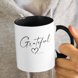 Grateful Heart | Jouw naam Ink Script Two Tone Mok
