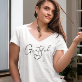 Grateful Heart | Jouw naam inkt script V-neeck T-shirt