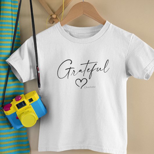 Grateful Heart | Jouw naam Minimale inkt Kinder Shirts