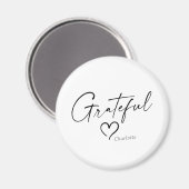 Grateful Heart | Jouw naam Minimale inkt Magneet (Voorkant / Achterkant)