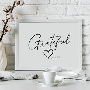Grateful Heart   Jouw naam Minimale inkt Poster