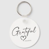Grateful Heart | Jouw naam Minimale inkt Sleutelhanger (Achterkant)