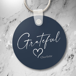 Grateful Heart | Jouw naam Minimale inkt Sleutelhanger