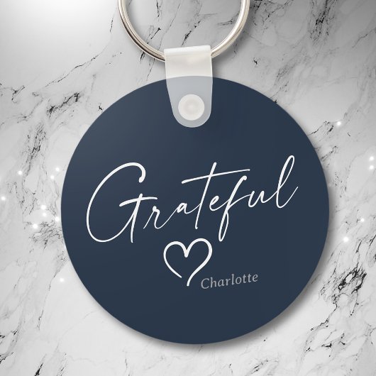 Grateful Heart | Jouw naam Minimale inkt Sleutelhanger