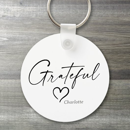 Grateful Heart | Jouw naam Minimale inkt Sleutelhanger