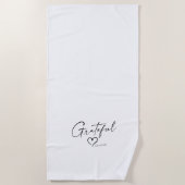Grateful Heart | Jouw naam Minimale inkt Strandlaken (Voorkant)