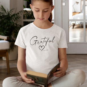 Grateful Heart   Jouw naam Minimale inkt T-shirt