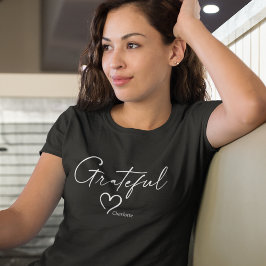 Grateful Heart | Jouw naam Minimale inkt T-shirt