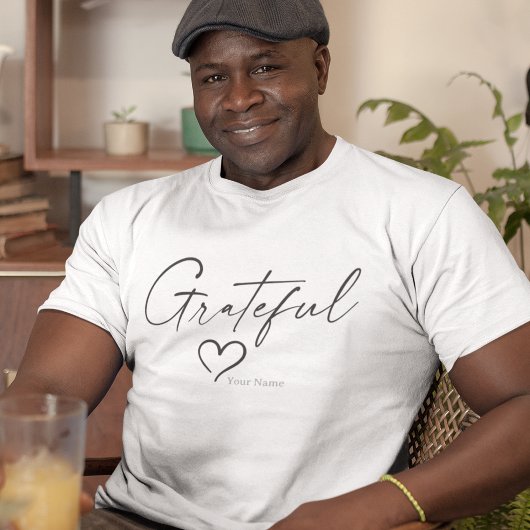 Grateful Heart | Jouw naam Minimale inkt T-shirt