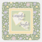 Grateful Heart Joyful Life Floral Sticker  (Voorkant)