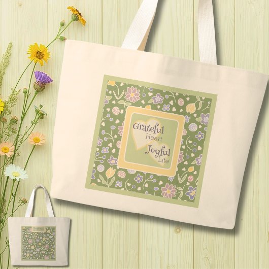 Grateful Heart Joyful Life Personalized Tote Bag 