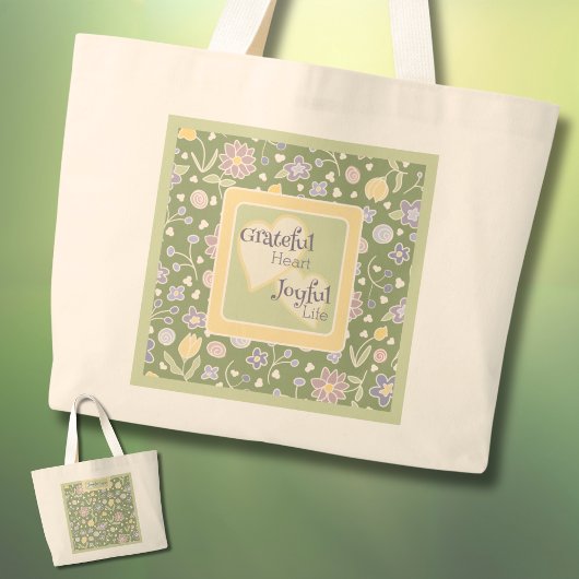 Grateful Heart Joyful Life Personalized Tote Bag