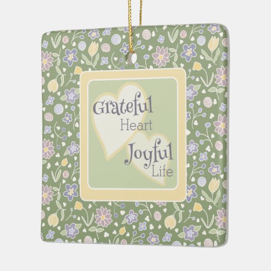 Grateful Heart Joyful Life Photo Ceramic Ornament (Links)