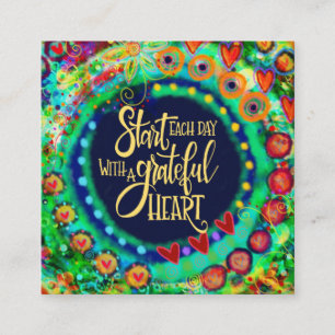 "Grateful Heart"-kaarten voor het maken van inspir Vierkante Visitekaartje