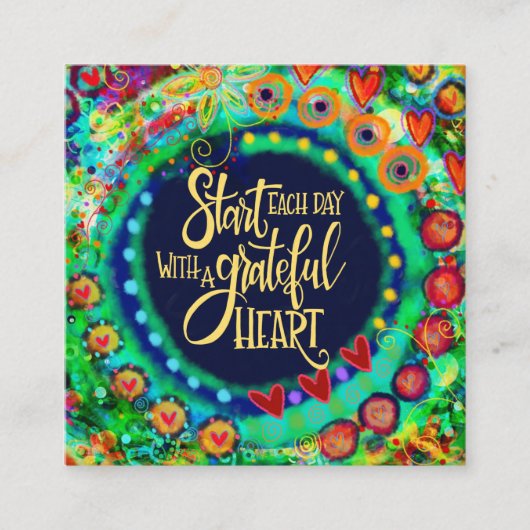 "Grateful Heart"-kaarten voor het maken van inspir Vierkante Visitekaartje (Voorkant)