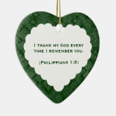 Grateful Heart Personalized Green Gift Keramisch Ornament (Rechts)