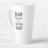 Grateful Heart Quote Black White Tall Latte Mok (Linkerhoek)