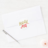 Grateful Heart Thanksgiving Rood Goud script Wit Ronde Sticker (Envelop)