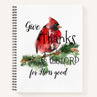 "Grateful Heart" Waterverf kardinaal tijdschrift Notitieboek