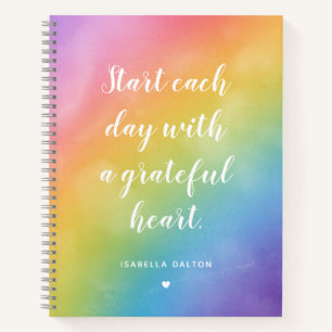 Grateful Heart Waterverf Rainbow Gratitude Quote Notitieboek