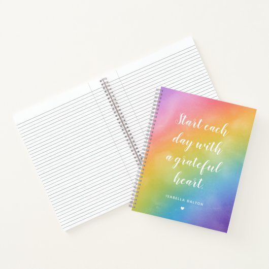 Grateful Heart Waterverf Rainbow Gratitude Quote Notitieboek (Binnen)