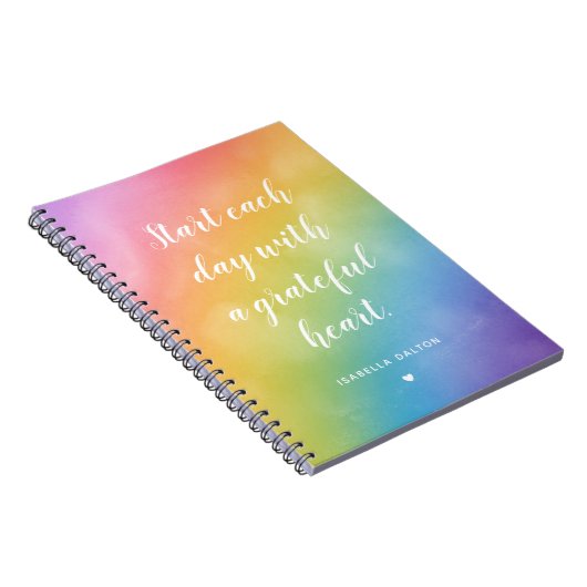 Grateful Heart Waterverf Rainbow Gratitude Quote Notitieboek (Rechterzijde)