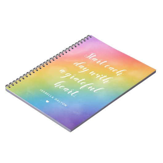 Grateful Heart Waterverf Rainbow Gratitude Quote Notitieboek (Linkerzijde)