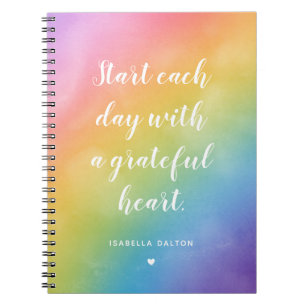 Grateful Heart Waterverf Rainbow Gratitude Quote Notitieboek