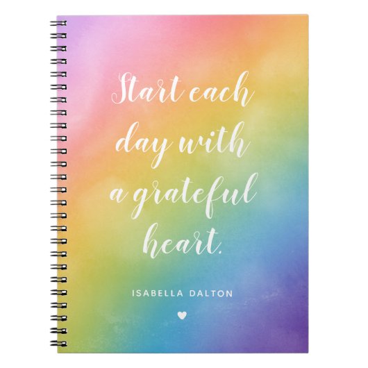 Grateful Heart Waterverf Rainbow Gratitude Quote Notitieboek (Voorkant)