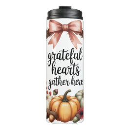 Grateful hearts gather here pumpkin wreath  thermosbeker