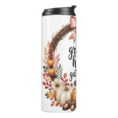 Grateful hearts gather here pumpkin wreath thermosbeker (Gedraaid links)