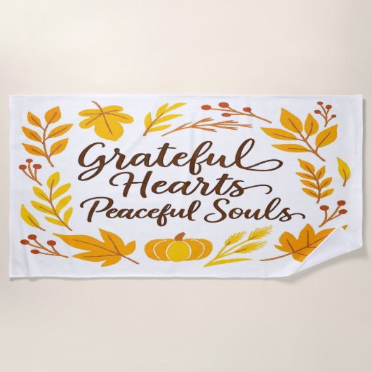 'Grateful Hearts, Peaceful Souls' Beach Towel Strandlaken (Voorkant)