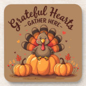 Grateful Hearts Thanksgiving Turkey Bier Onderzetter (Voorkant)