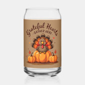 Grateful Hearts Thanksgiving Turkey Blikvorm Glas (Voorkant)