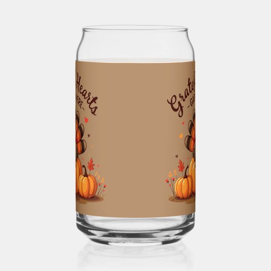 Grateful Hearts Thanksgiving Turkey Blikvorm Glas (Rechts)