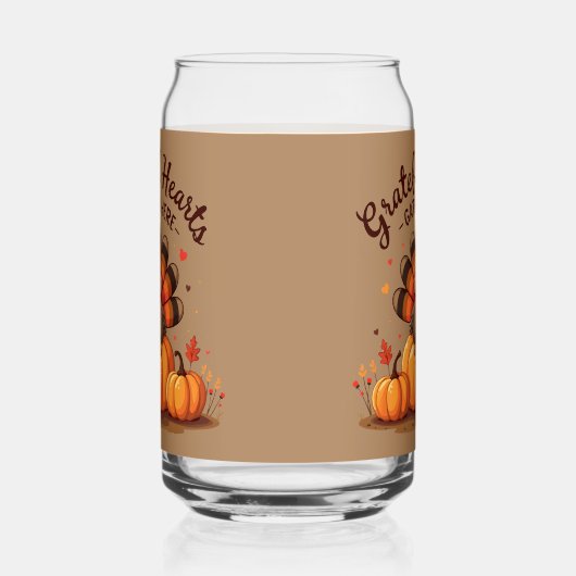 Grateful Hearts Thanksgiving Turkey Blikvorm Glas (Links)