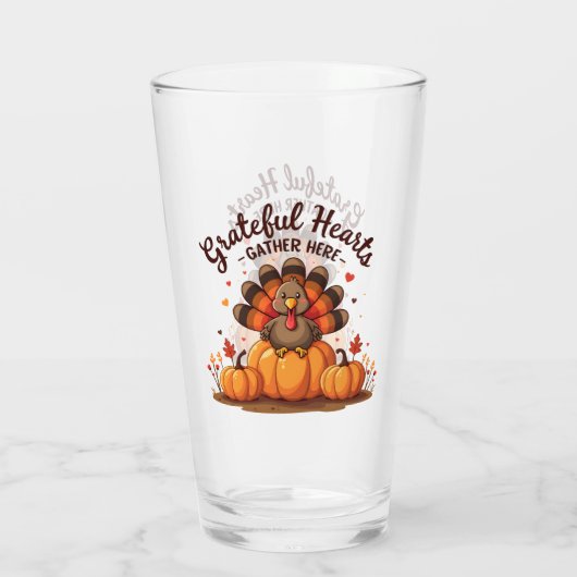 Grateful Hearts Thanksgiving Turkey Glas (Achterkant)