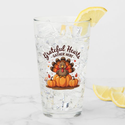 Grateful Hearts Thanksgiving Turkey Glas (Achterkant ijs)