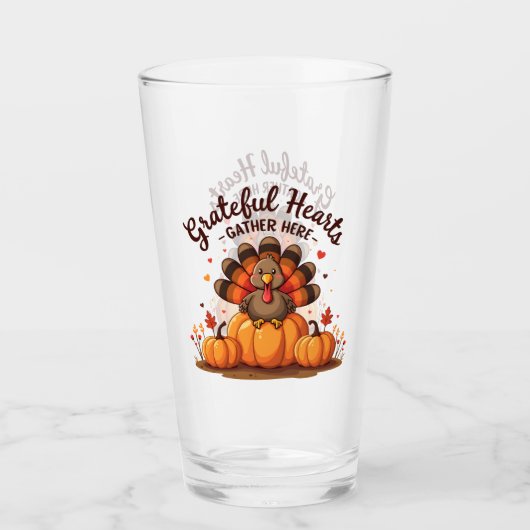 Grateful Hearts Thanksgiving Turkey Glas (Voorkant)