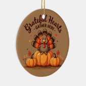 Grateful Hearts Thanksgiving Turkey Keramisch Ornament (Rechts)