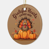 Grateful Hearts Thanksgiving Turkey Keramisch Ornament (Links)