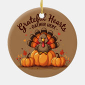 Grateful Hearts Thanksgiving Turkey Keramisch Ornament (Achterkant)