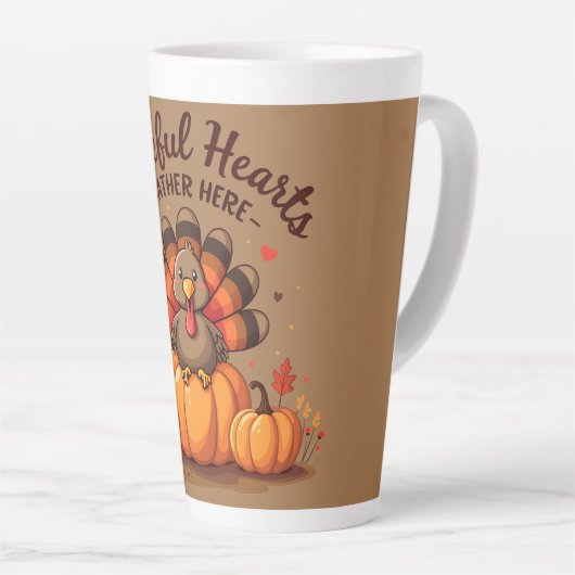 Grateful Hearts Thanksgiving Turkey Latte Mok (Rechterhoek)